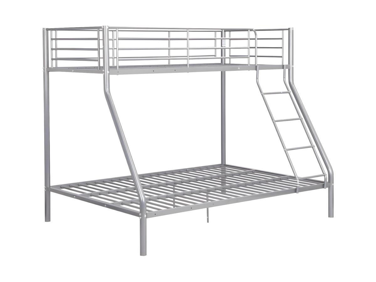 ETAGENBETT + Lattenrost - 90 x 190 & 140 x 190 cm - Metall - Silberbarfen - ELEVATIO III - Silberfarben, Metall - Vente-Unique