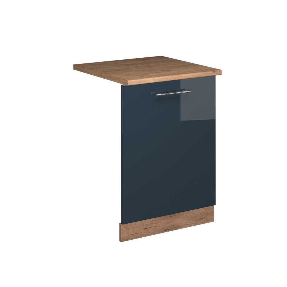 GESCHIRRSPÜLBLENDE Fame-Line Dunkelblau Hochglanz 60 cm , AP Eiche - Honigeiche/Dunkelblau, Holzwerkstoff (60/81.8/1.6cm) - Vicco