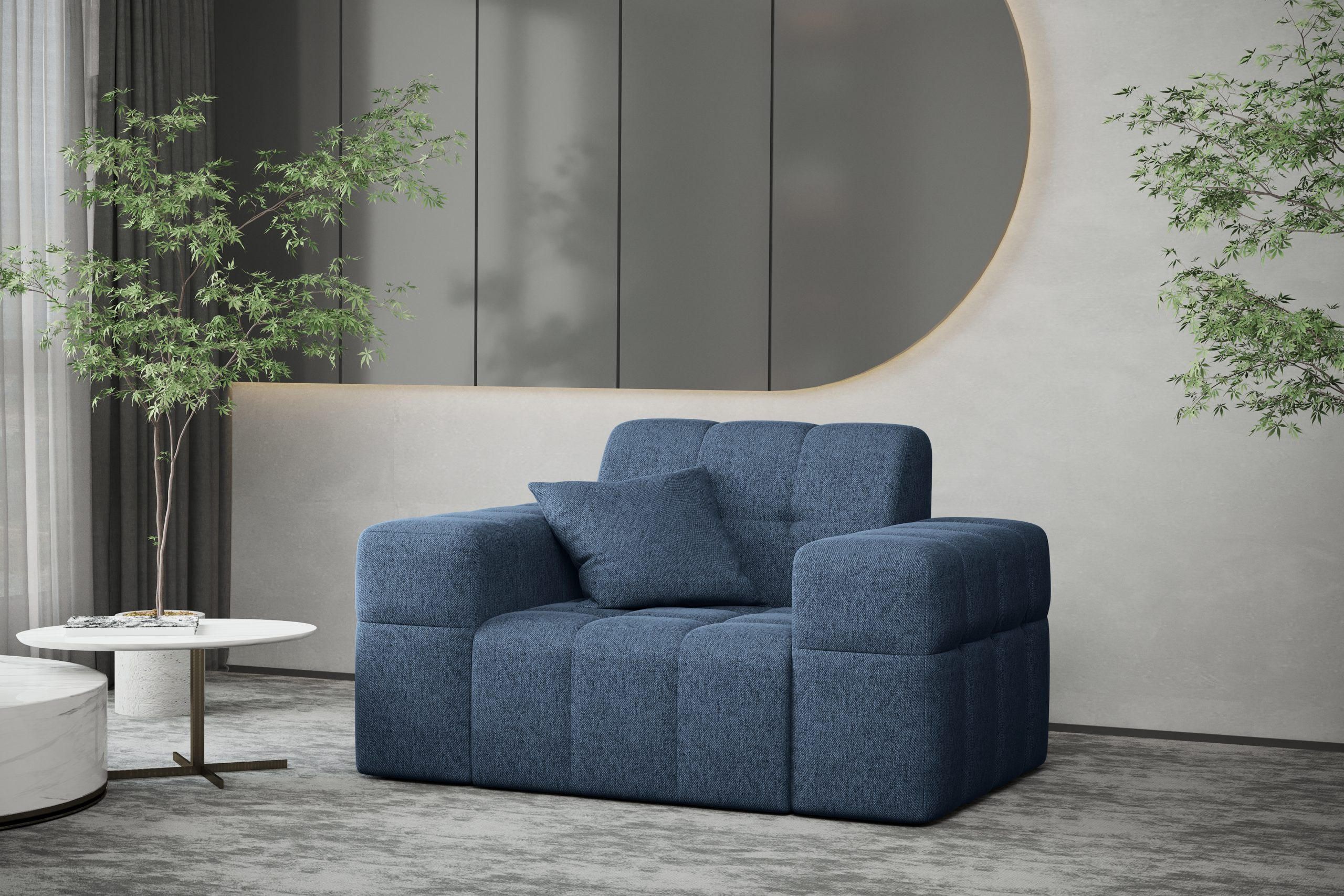 SESSEL Serie NIMES Stoff Verita Marineblau - Blau, Holz (120/82/92cm) - Kaiser Möbel