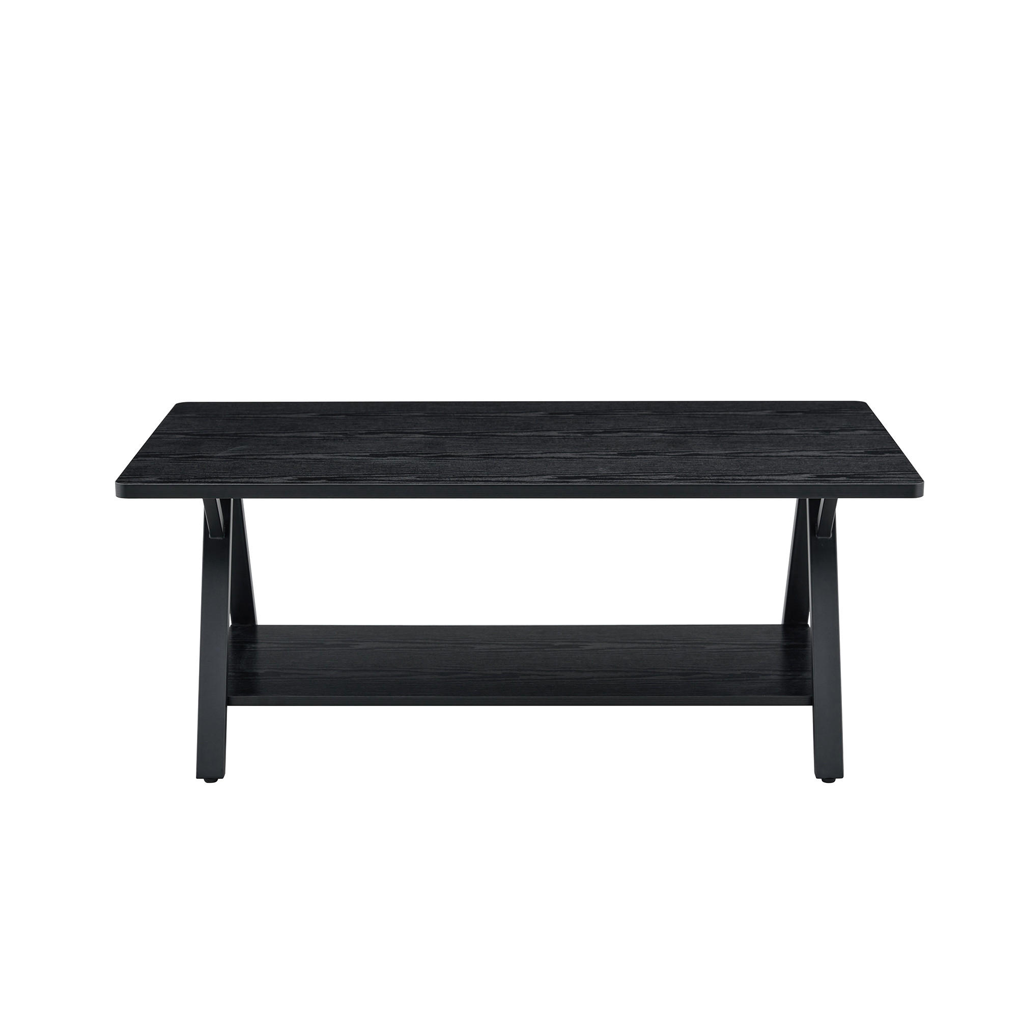 COUCHTISCH 110/57/44,5 cm schwarz aus MDF mit Ablage und Metallgestell - Schwarz, Holzwerkstoff (110/57/44.5cm) - OKWISH