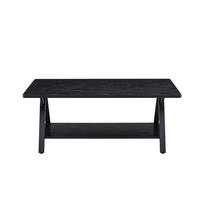 COUCHTISCH 110/57/44,5 cm schwarz aus MDF mit Ablage und Metallgestell - Schwarz, Holzwerkstoff (110/57/44.5cm) - OKWISH