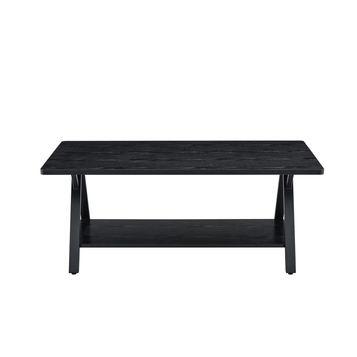 COUCHTISCH 110/57/44,5 cm schwarz aus MDF mit Ablage und Metallgestell - Schwarz, Holzwerkstoff (110/57/44.5cm) - OKWISH