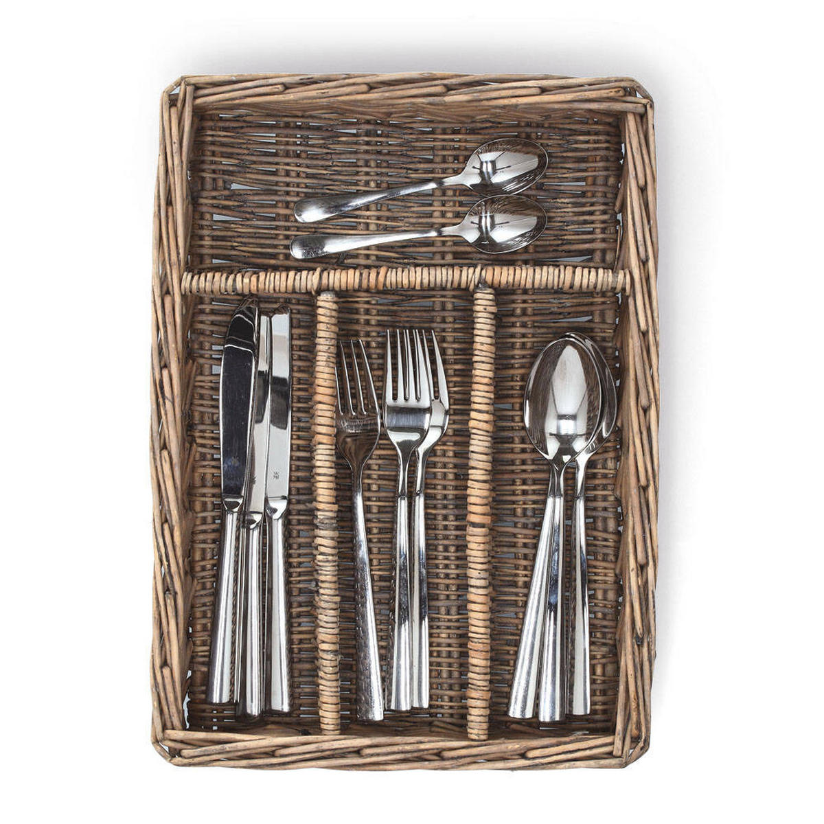BESTECK-ORGANIZER Geflochten 35/25/7 cm - Braun, Naturmaterialien (26/7/35cm) - ZELLER
