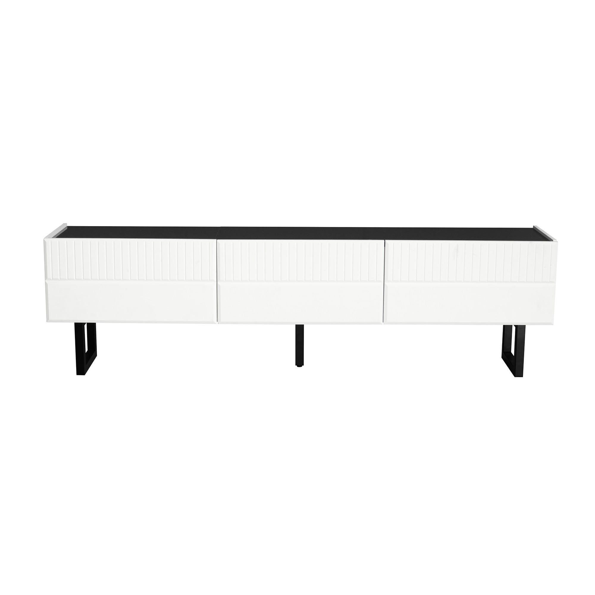 TV Lowboard 170x35x47 cm, 3 Schubladen, Schwarz Weiß - Weiß, Holz (170/47/35cm)