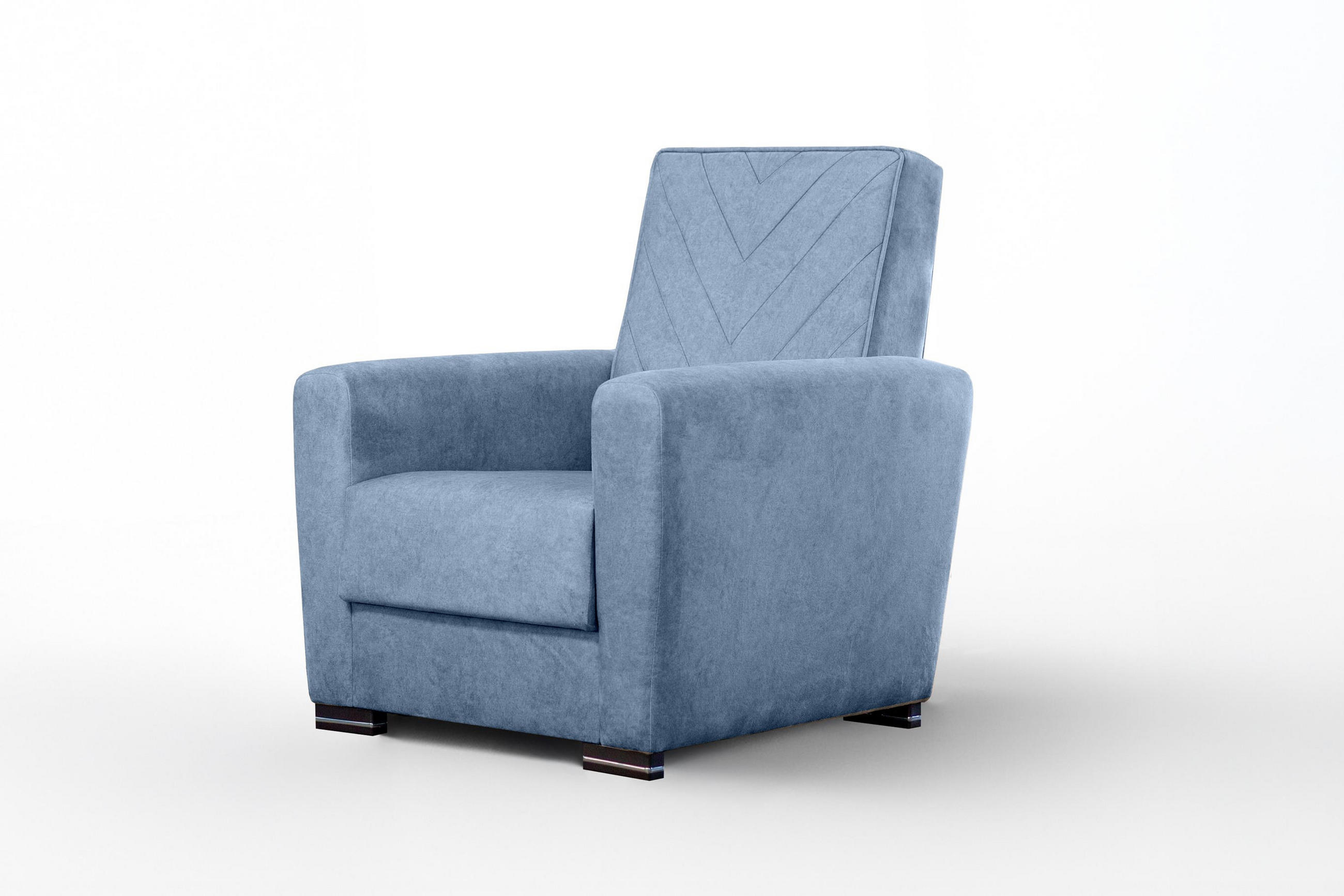 SESSEL Vera Blau, mit gesteppter Rückenlehne - Blau, Holzwerkstoff (88/103/100cm) - Bettso