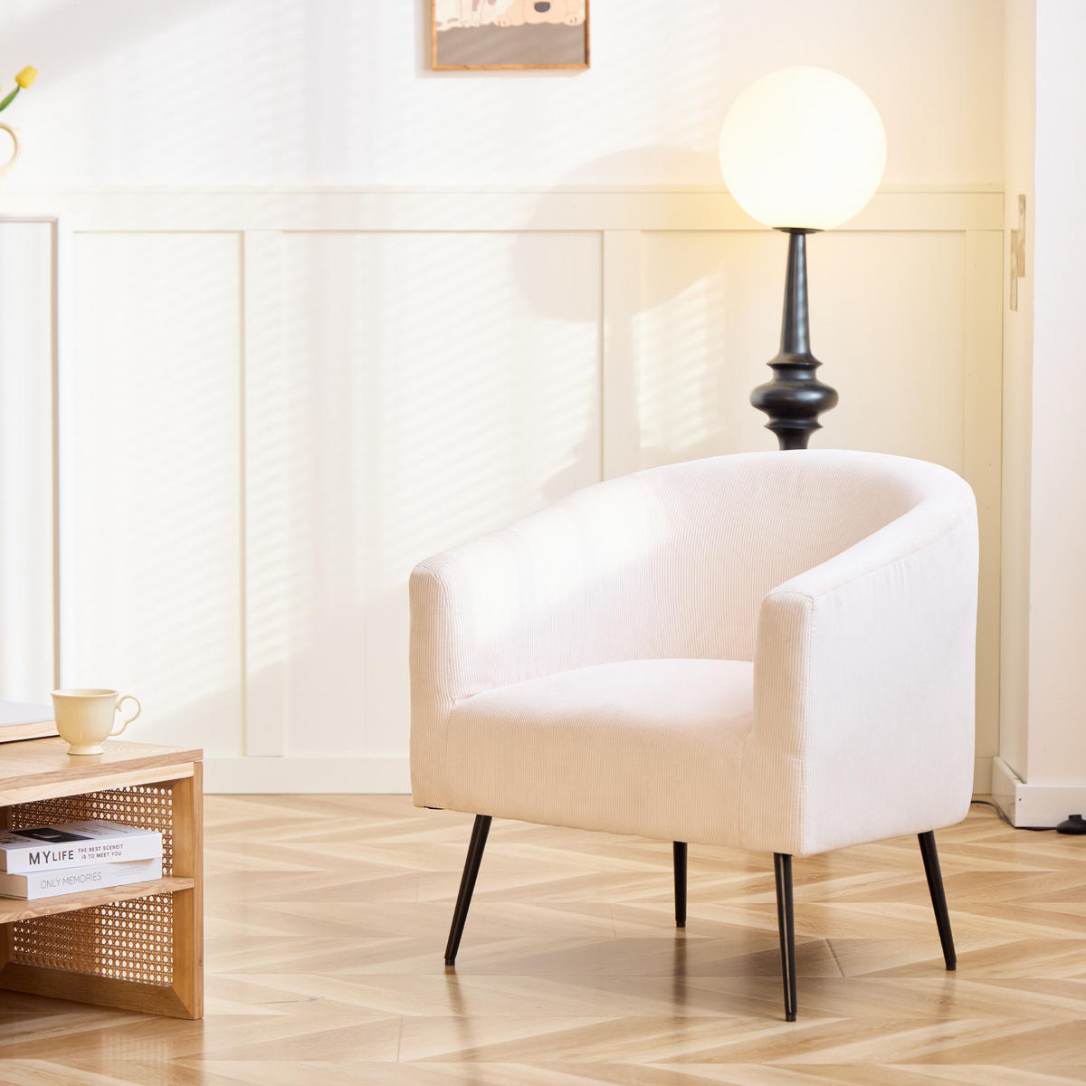 SESSEL Cordsamt Beige - Beige, Textil (75/76/65cm) - Nordlys