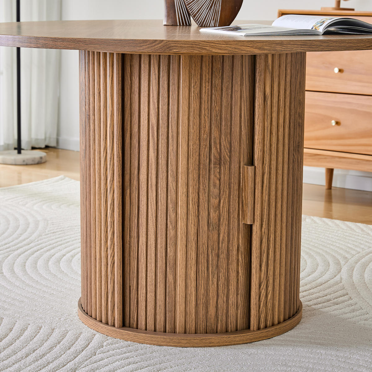 ESSTISCH rund 120/120/75 cm walnuss aus Holzwerkstoff mit Doppellager - Walnussfarben, Holzwerkstoff (120/120/75.5cm) - OKWISH