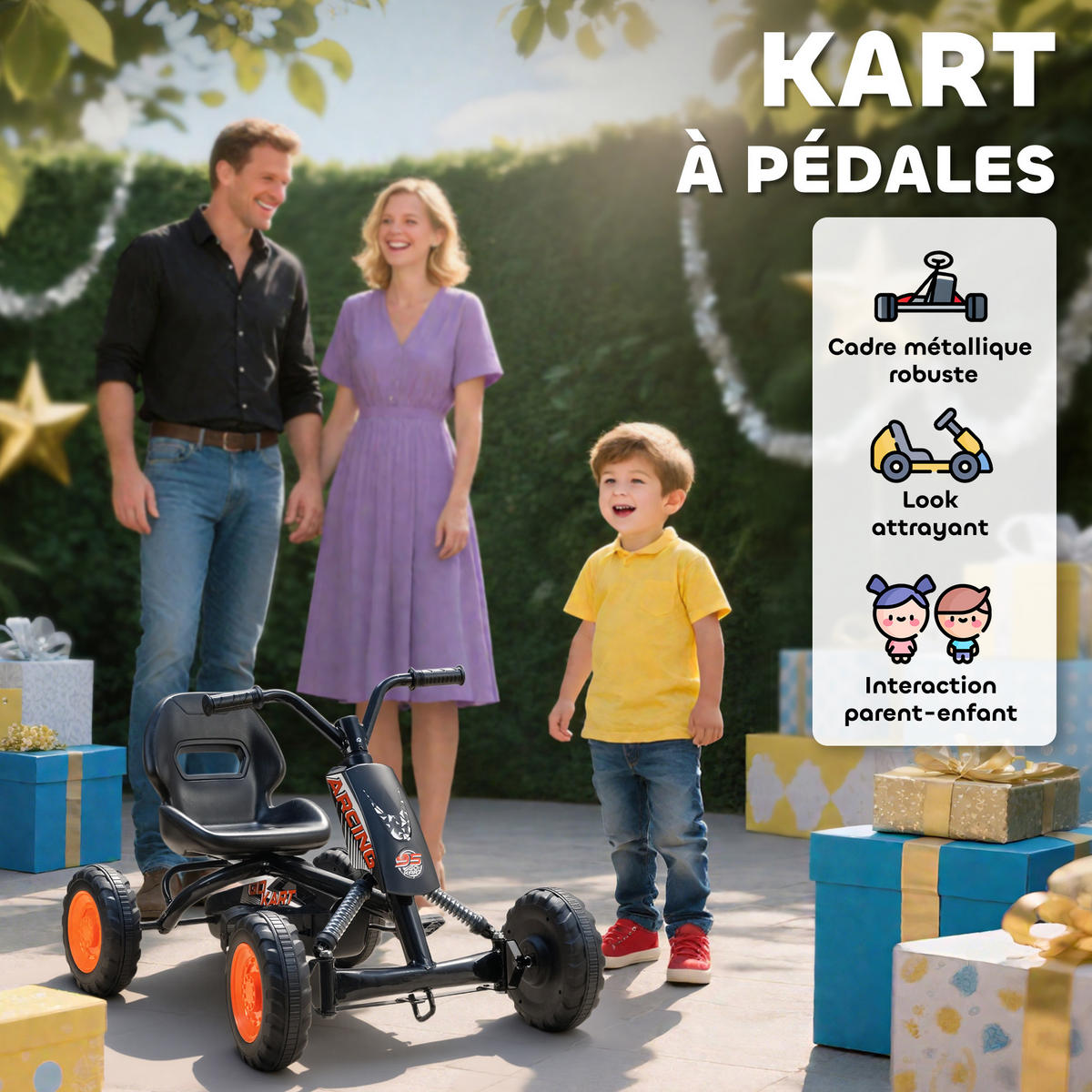 TRETKART DE-13124 Vor-/Rückwärtsgang Schwarz - Schwarz, Metall (84/54/56cm) - ComfortXL