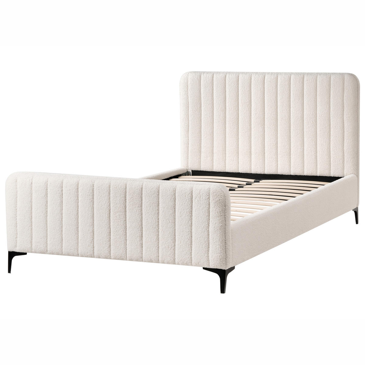 BETT mit Lattenrost 120/200 cm Cremeweiß Lunan - Schwarz/Weiß, Textil (120/200cm) - Beliani