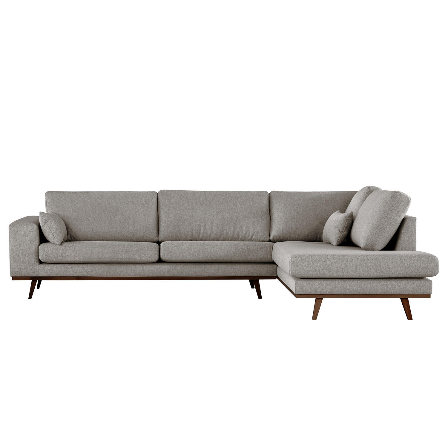 ECKSOFA mit Ottomane - Graubraun/Buchefarben, Textil (287/219cm) - home24
