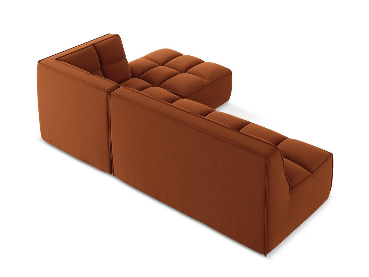 ECKSOFA Beidseitig Samt Stoff Orange - Terra cotta/Schwarz, Kunststoff/Textil (258/178cm) - Makamii