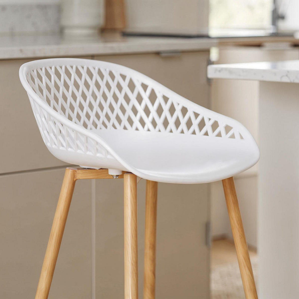 BARHOCKER IREK 2ER-SET - Weiß, Textil (47/99/49cm) - IDIMEX