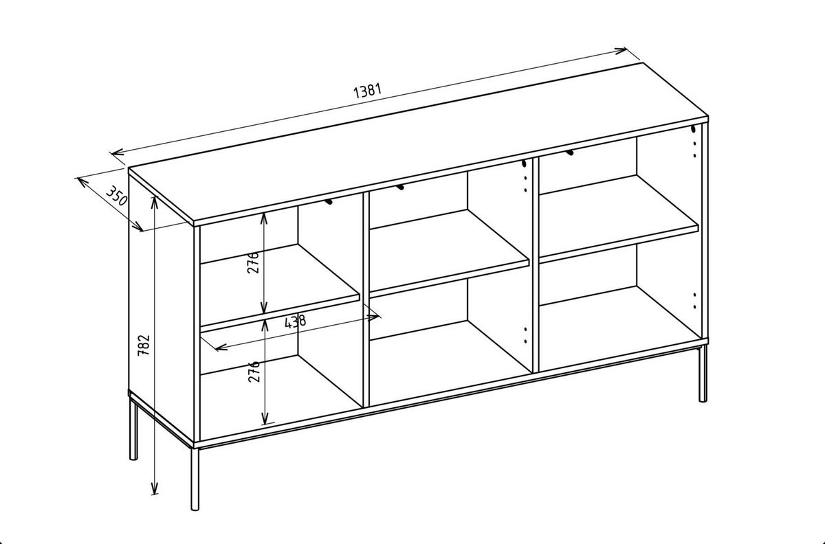 SIDEBOARD Linearis Kaschmirgrau 138 cm - Taupe/Goldfarben, Holzwerkstoff/Metall (138.1/78.2/35cm) - Selsey
