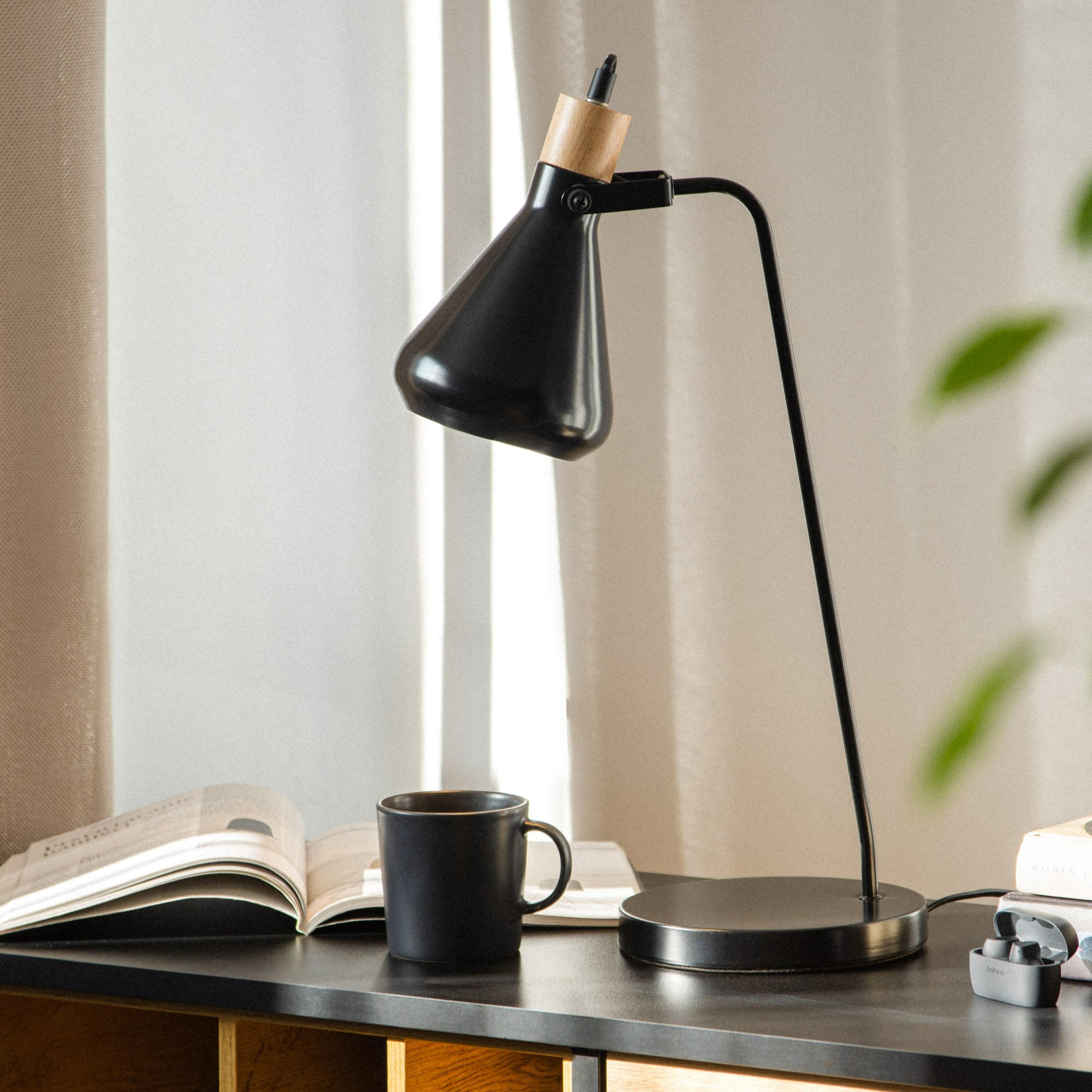 TISCHLAMPE CORTODI 2-er Set, Schwarz - Schwarz, Holz/Metall (18/18/53cm) - KONSIMO®