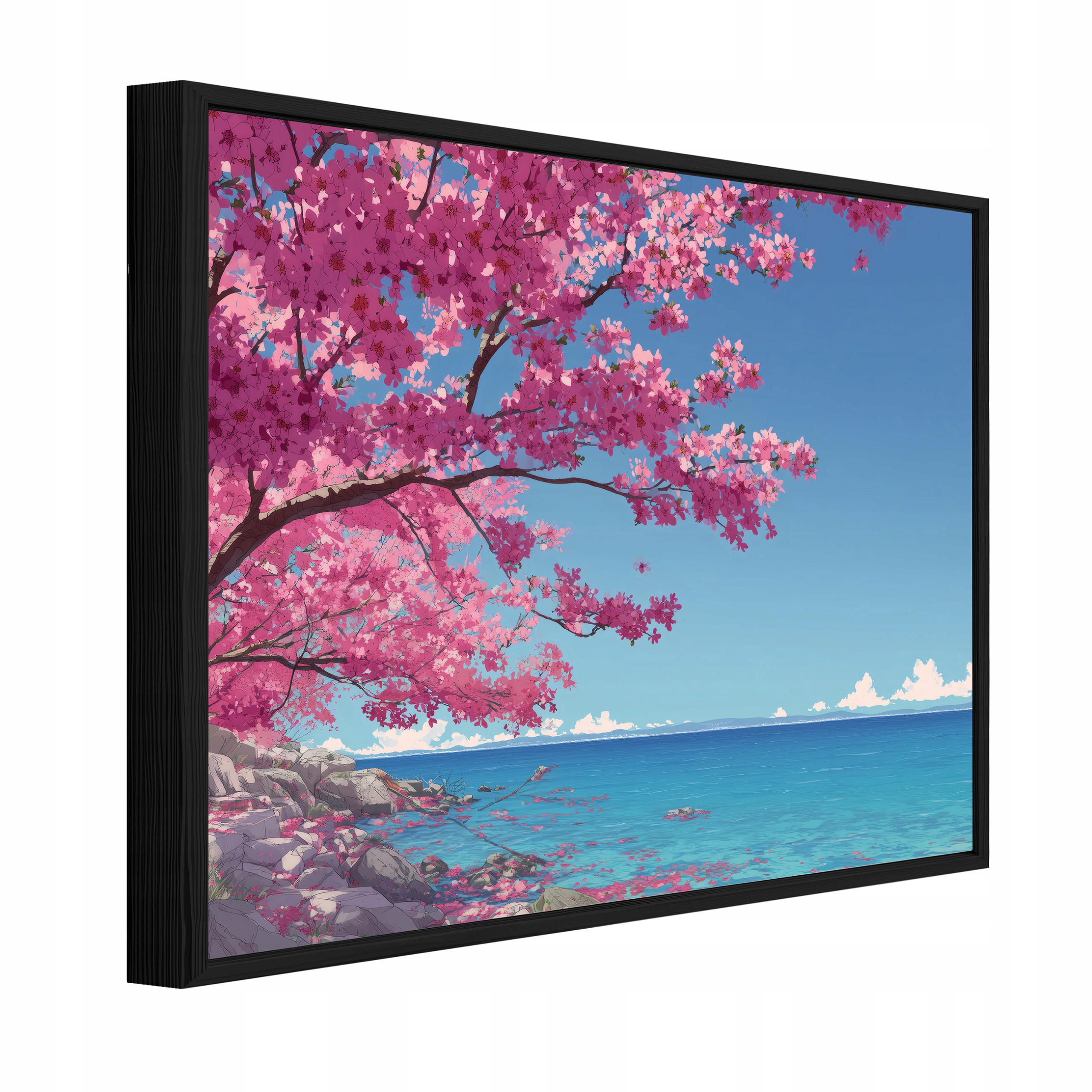 BILDER mit Rahmen Ozean Landschaft Blau 100x70 cm - Multicolor, Holzwerkstoff (100/70cm) - Wallarena