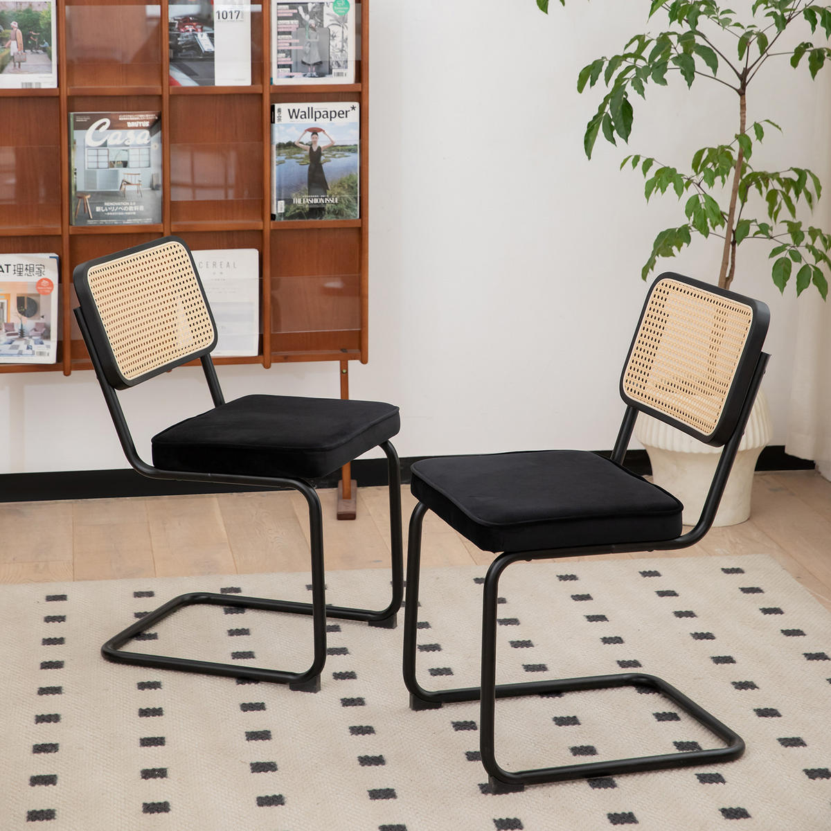 SCHWINGSTUHL DE-36902 2er-Set mit Rattan-Rückenlehne Grün - Schwarz, Metall (46.4/84.6/53cm) - ComfortXL