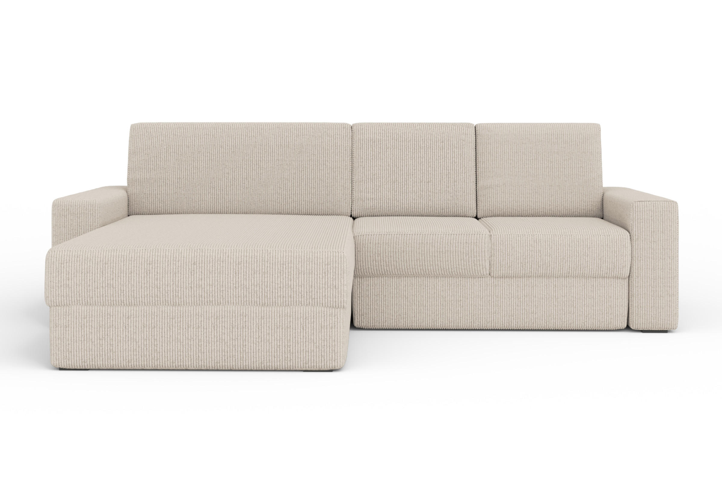 ECKSOFA TOCO XL 275/170 cm in Cord Creme links - Creme, Holz/Holzwerkstoff (275/170cm) - Deine Möbel 24