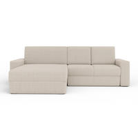 ECKSOFA TOCO XL 275/170 cm in Cord Creme links - Creme, Holz/Holzwerkstoff (275/170cm) - Deine Möbel 24