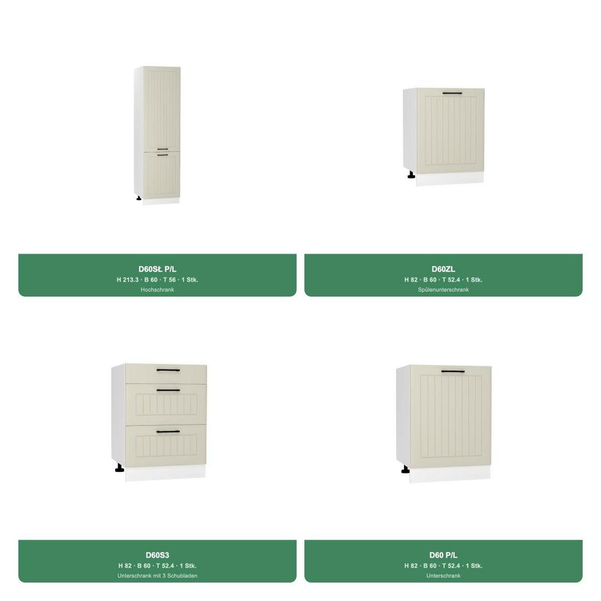 KÜCHENZEILE 300 cm - IRMA KS1-G300 - Strapazierfähig / Modern - Kaschmir, Holz/Holzwerkstoff (300/249.3/56cm) - Royal24_Markt