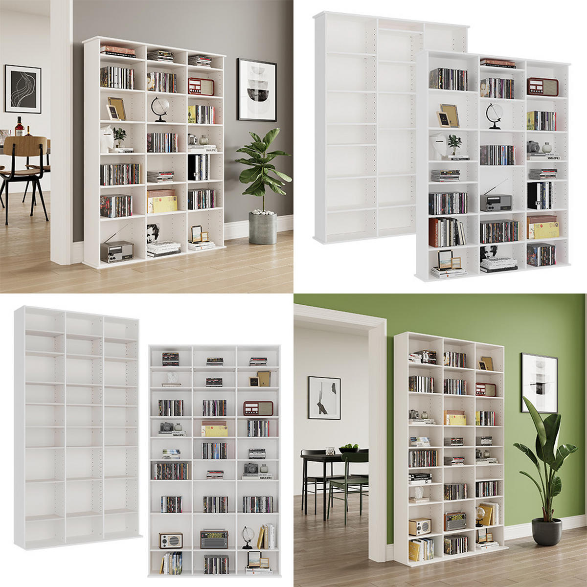 CD-REGAL Anna Weiß 102 x 178 cm mit 27 Fächern - Weiß, Holzwerkstoff (102/178/23cm) - Vicco