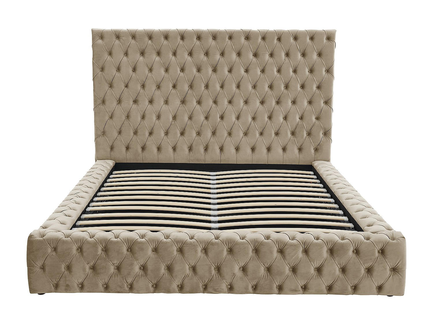 BETT mit Bettkasten - 2 Personen - samt - taupe Duleni - Taupe, Textil (160/200cm) - Vente-Unique
