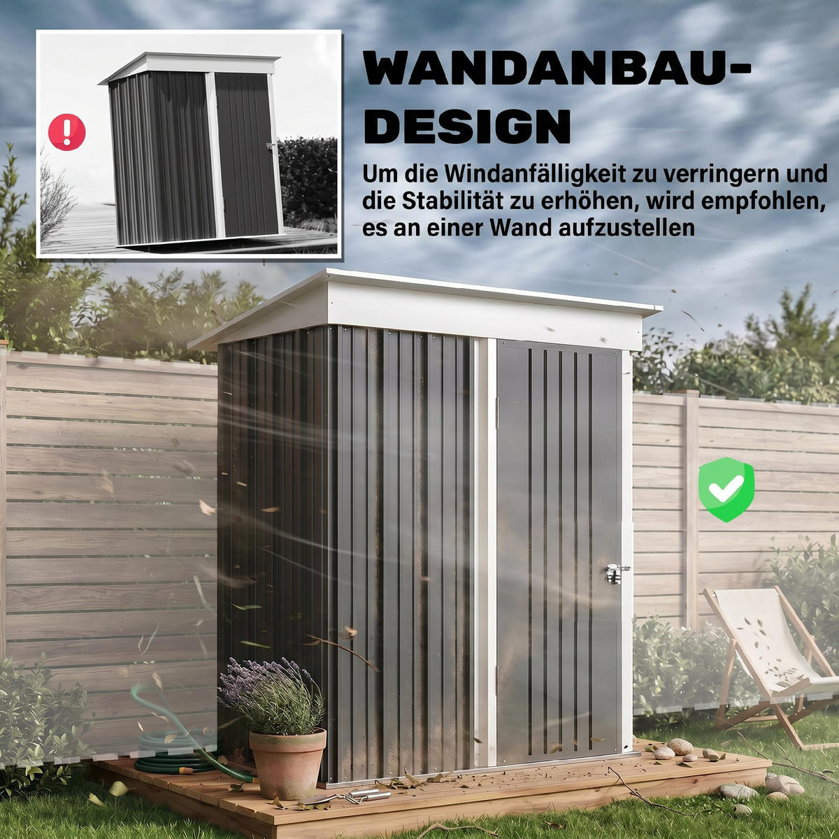 GERÄTEHAUS Verzinkter Stahl Dunkelgrau - Dunkelgrau, Metall (95/181/161cm) - Outsunny