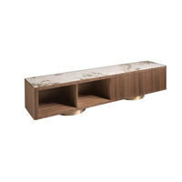 TV-MÖBEL Modell 3311 aus Nussbaum, Keramikmarmor und goldfarbenem Edelstahl - Goldfarben/Nussbaumfarben, Keramik/Holz (200/42/45cm) - ANGEL CERDA