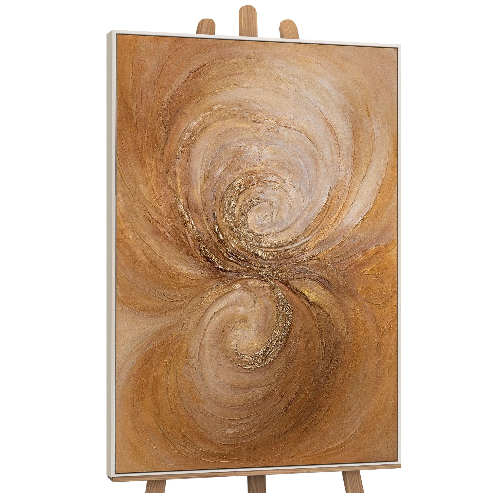 GEMÄLDE Wirbelwind der Wärme Schattenfugenrahmen Beige 140x100 cm - Beige, Holz (140/100cm) - YS-art gallery