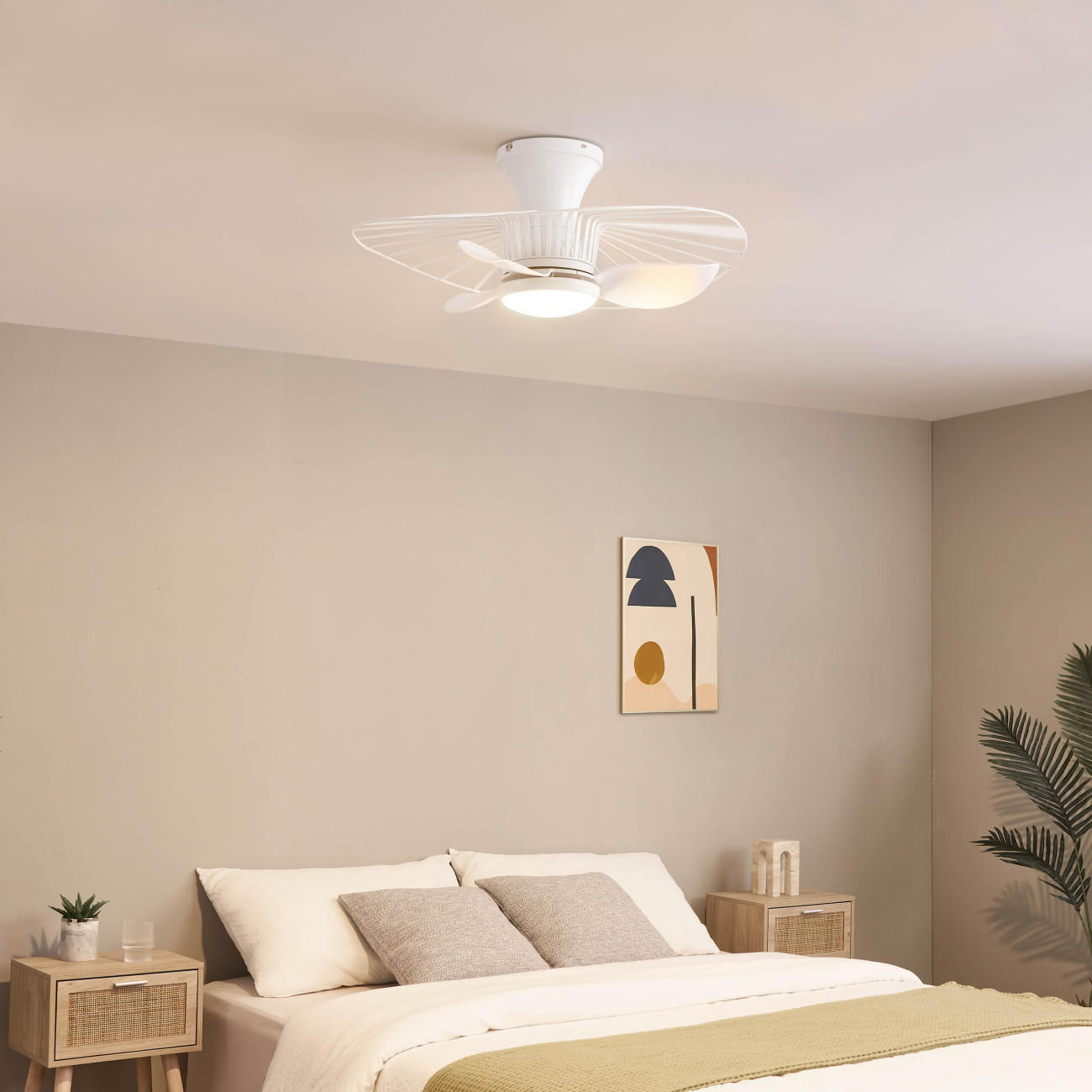 LED-DECKENVENTILATOR Melvin, Weiß, 23cm, Dimmbar - Weiß, Metall (23/66/23cm) - KOSILUM