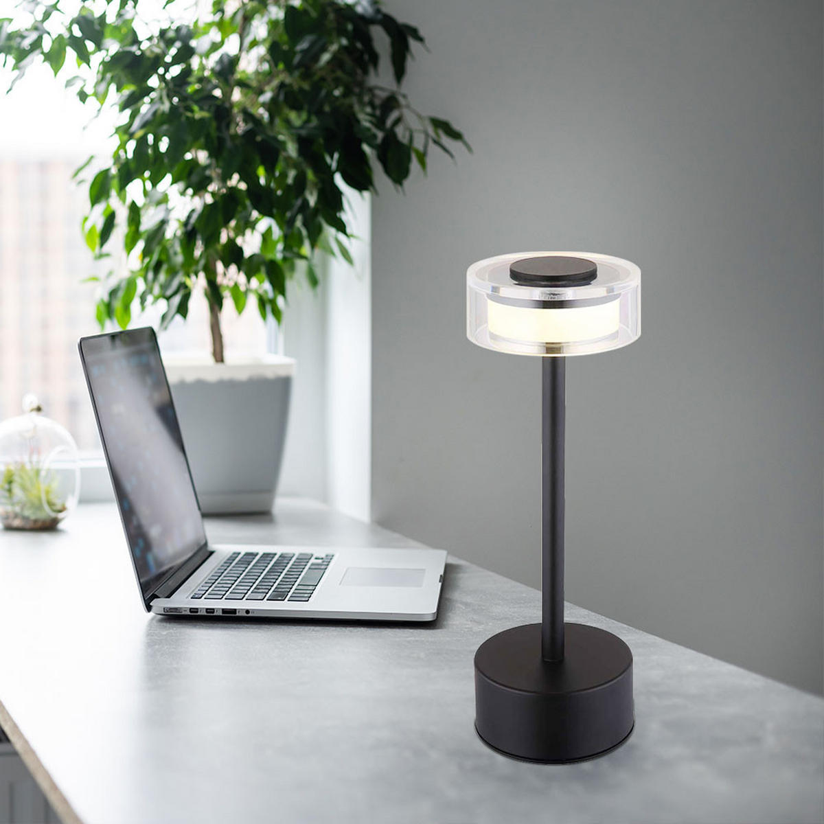 LED TISCHLEUCHTE Schwarz Metall - Schwarz, Metall (8/8/23.5cm) - Globo Lighting