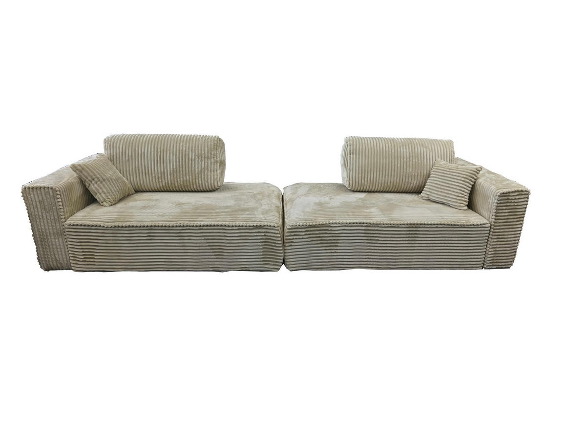 BIGSOFA COZI, Gelb mit dunkelblauem Keder, Matt Velvet - Gelb, Kunststoff/Textil (240/87/180cm) - KS Home Concept