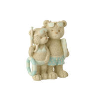 FIGUR BÄR STRANDMÄDCHEN + JUNGE - Blau, Glas/Naturmaterialien (11/28/17cm) - J-Line