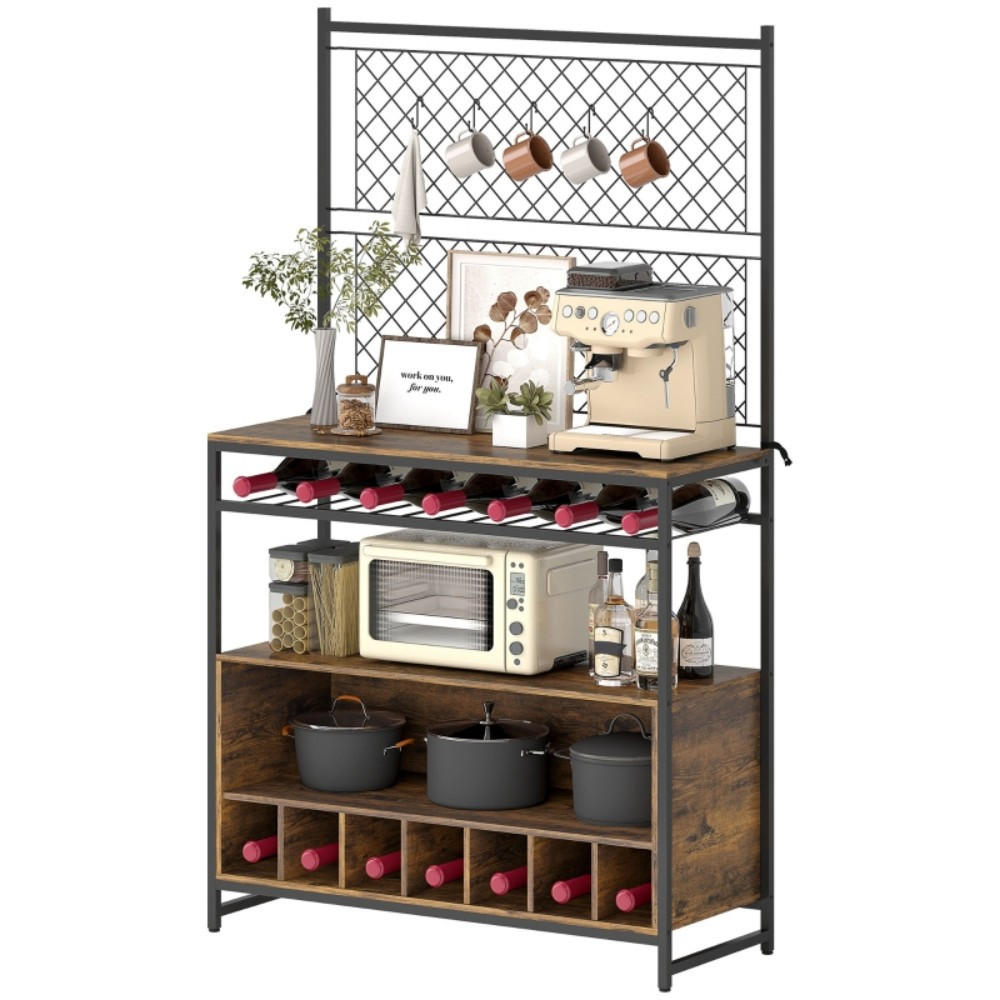 KÜCHENREGAL mit Arbeitsfläche,Küchenschrank,Metall+Holz,Braun - Braun, Metall (96.5/165/38cm) - LVHOM