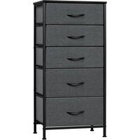 KOMMODE mit 5 Schubladen, aus Holzwerkstoff, Schwarz + Dunkelgrau - Dunkelgrau/Schwarz, Holzwerkstoff/Textil (45.5/95.5/30cm) - Woltu