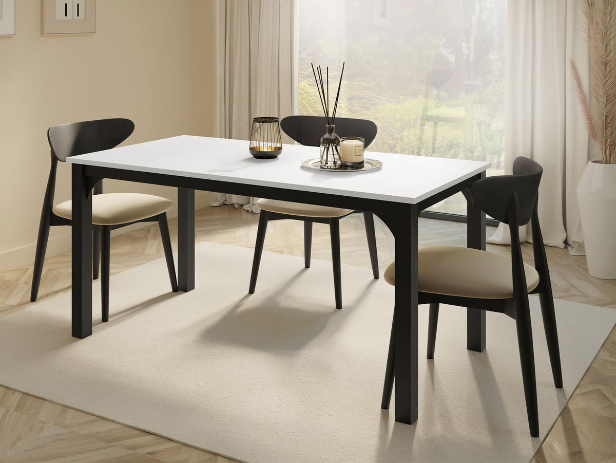 ESSTISCH Focus 160 - Schwarz/Weiß, Holzwerkstoff/Metall (90/160/76cm) - MIRJAN24