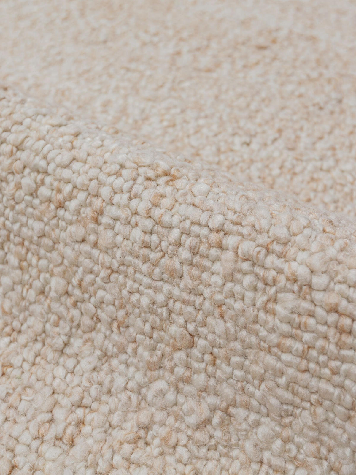KURZFLORTEPPICH handgewebt GLAVEN, Bouclé-Struktur, Creme, 120 x 170 cm - Beige, Textil (120/170cm) - KADIMA DESIGN