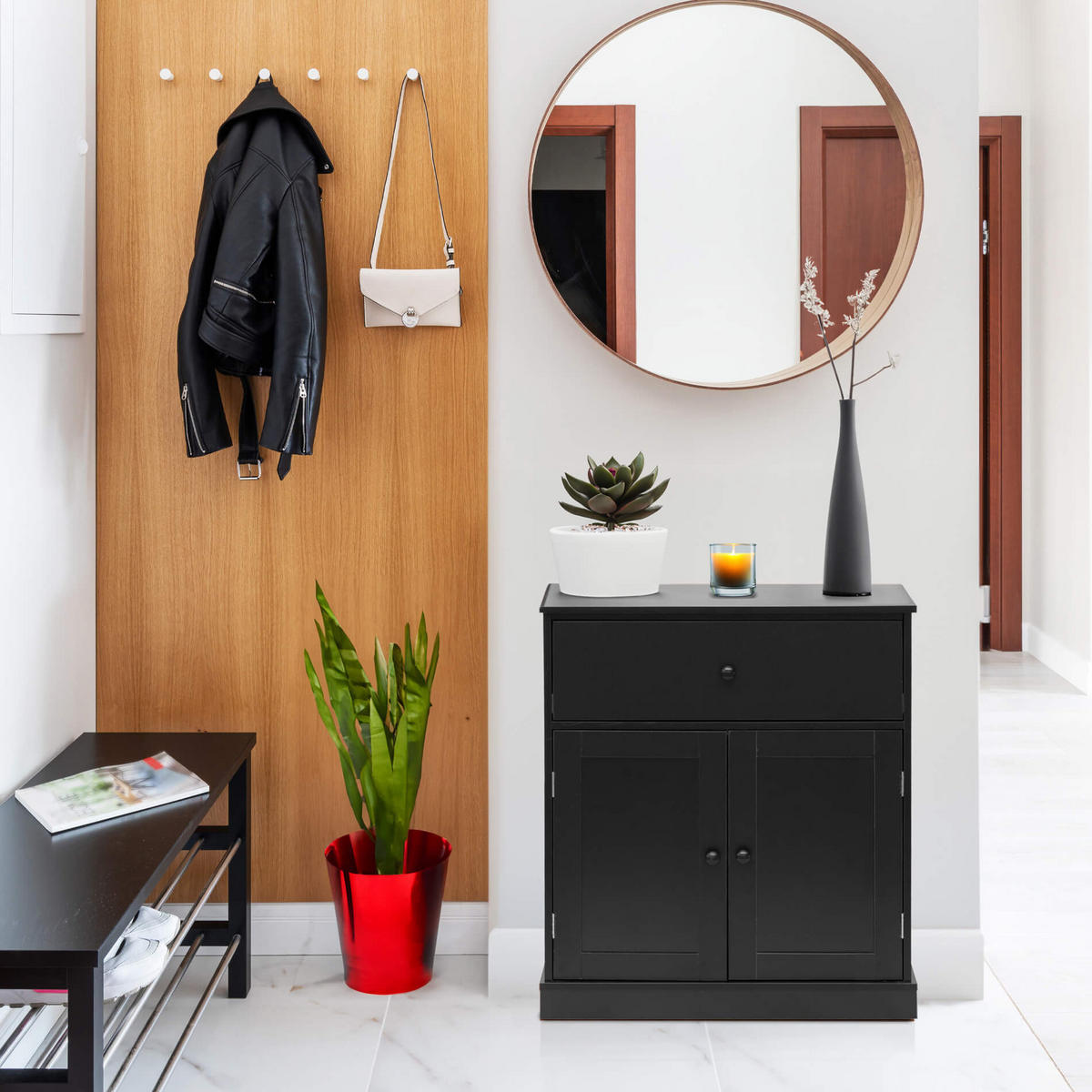 KOMMODE Schwarz 30/60/70 cm - Schwarz, Holzwerkstoff (60/70/30cm) - Mobili Rebecca