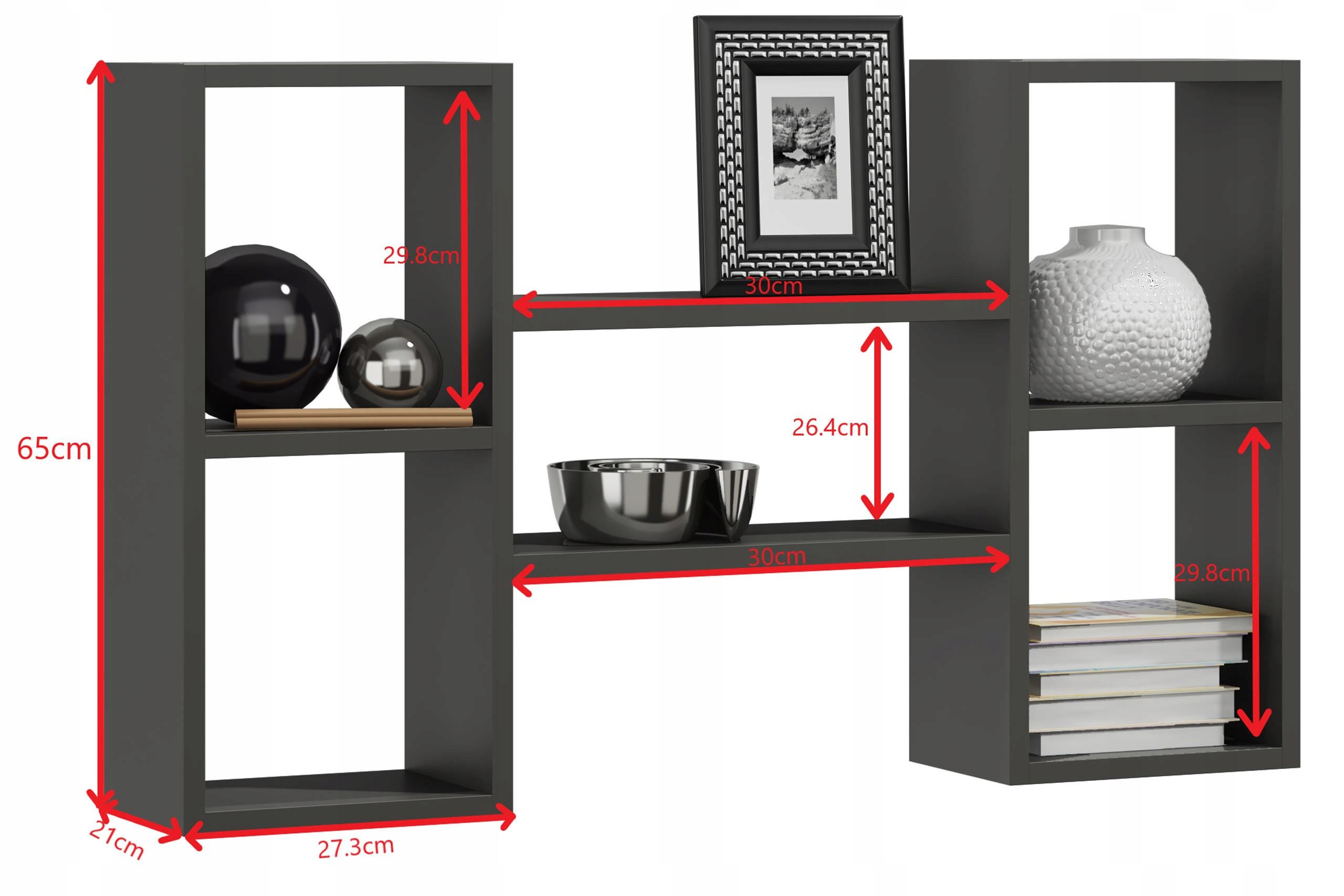 WANDREGAL Polon Anthrazit 92/21/65 cm - Anthrazit, Holzwerkstoff (92/65/21cm) - Matkam Möbel