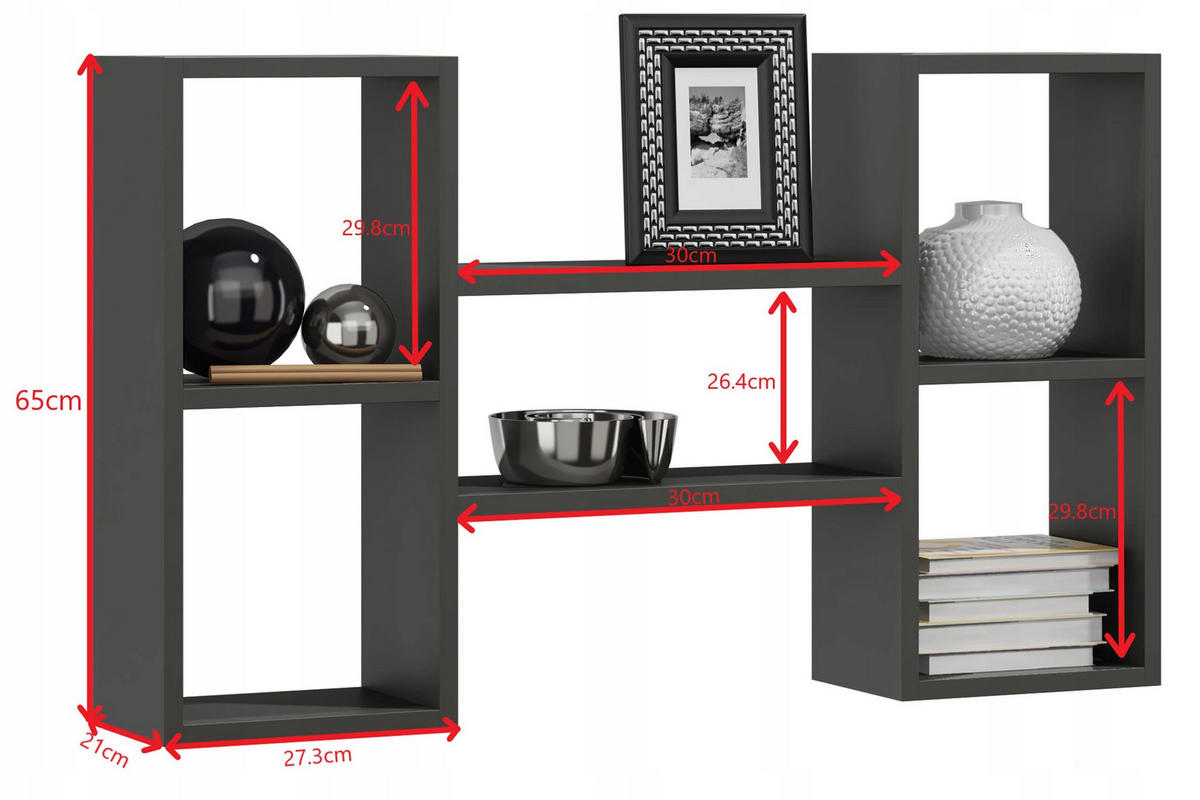 WANDREGAL Polon Anthrazit 92/21/65 cm - Anthrazit, Holzwerkstoff (92/65/21cm) - Matkam Möbel