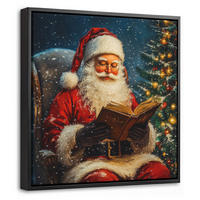 LEINWAND Bilder mit Rahmen - Weihnachtsmann - Weihnachten - Winter - Weihnachtsbaum - 20x20 - Bordeaux, Textil (20/20cm) - MuchoWow