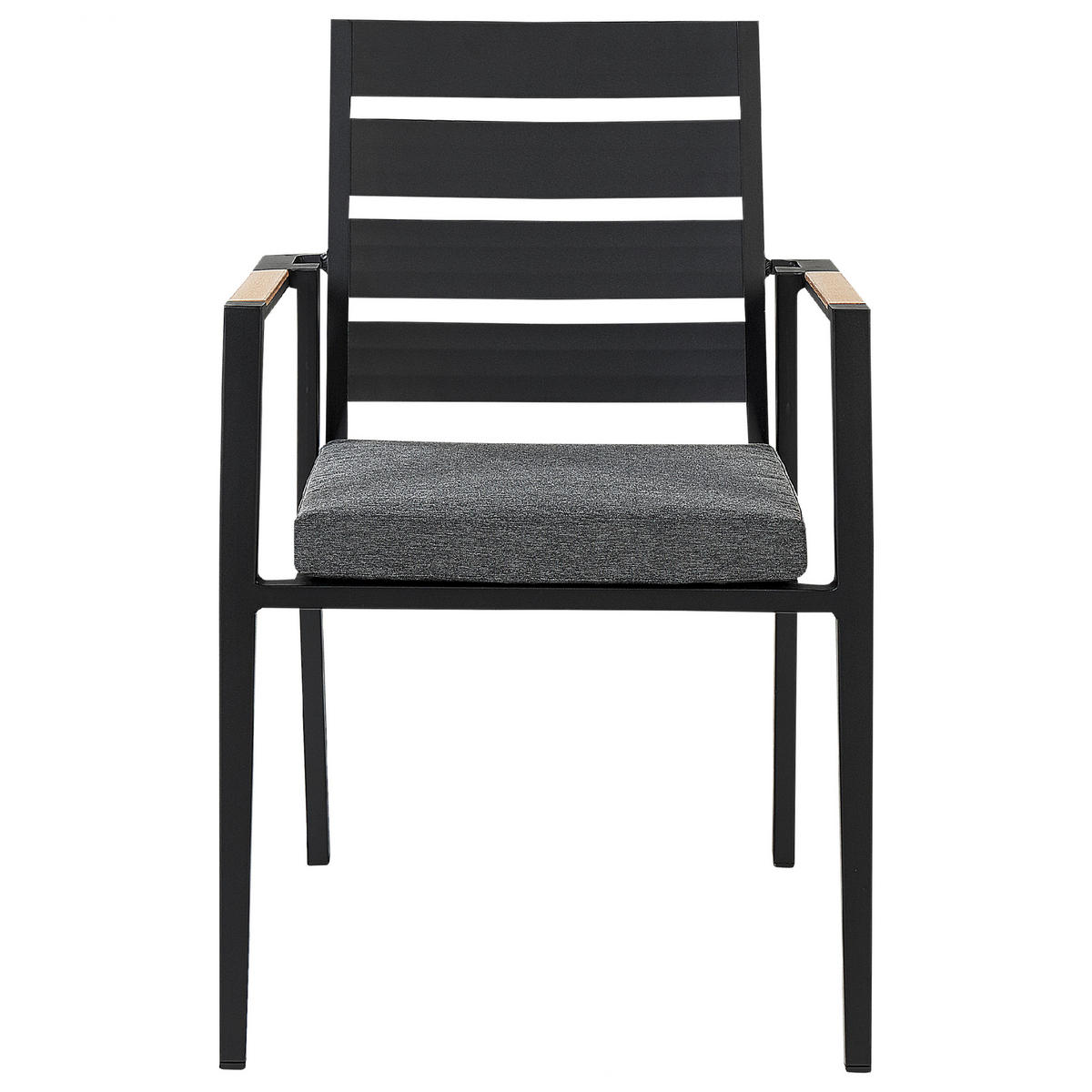 GARTENSTUHL 6er-Set Aluminium schwarz Taviano - Schwarz, Metall (54/86/58cm) - Beliani