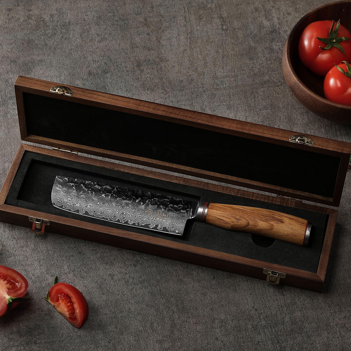 NAKIRIMESSER Damast HS Oliven Serie - Braun, Metall (31cm) - Wakoli