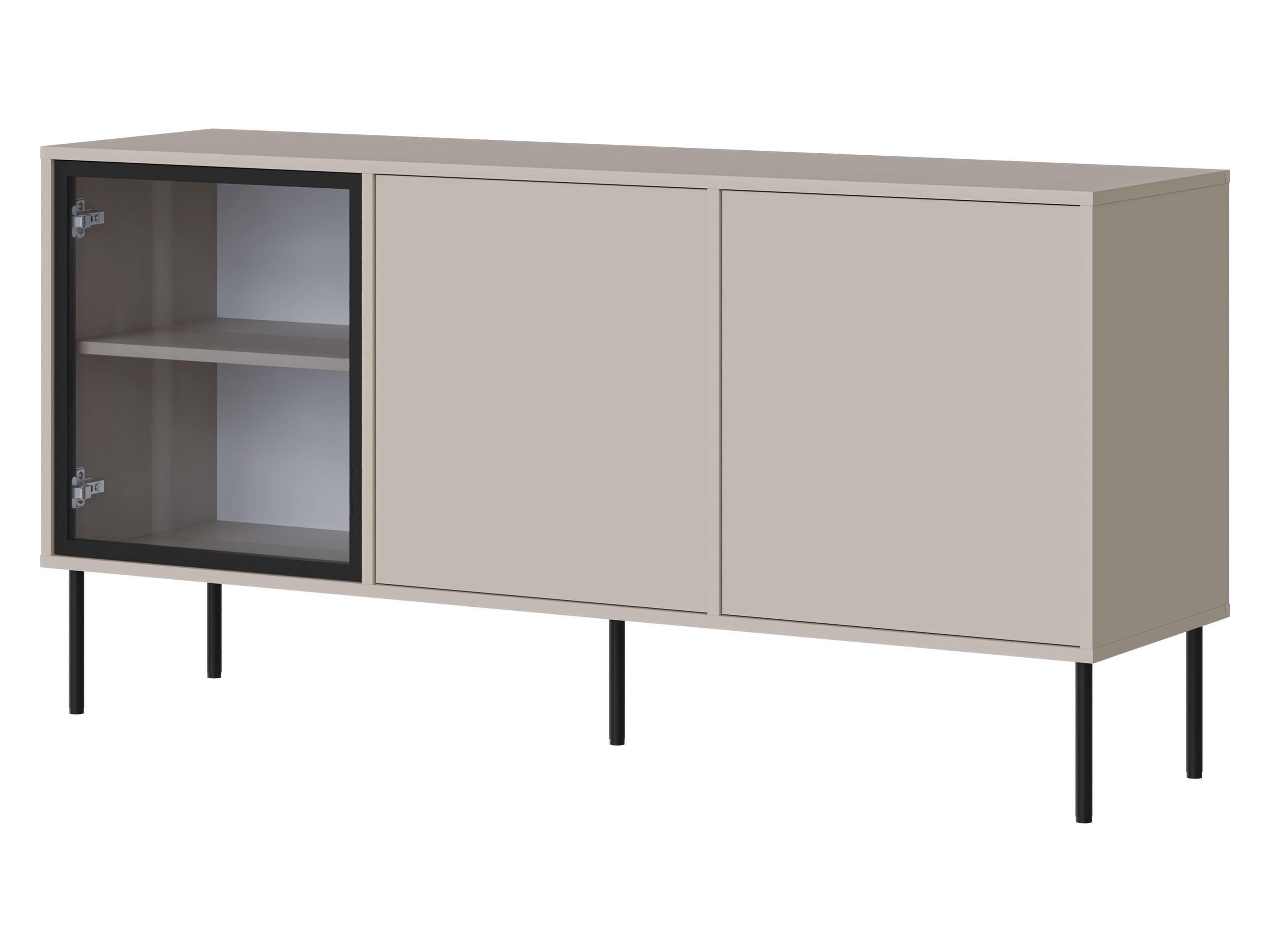 SIDEBOARD Domi 150 3D - Kaschmir/Schwarz, Holzwerkstoff/Metall (151/75/40cm) - MIRJAN24