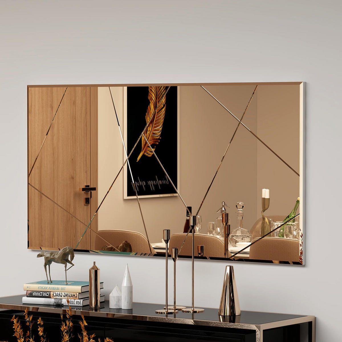 SPIEGEL Eilish Asymmetrisches Design 120x60cm Bronze - Bronzefarben, Holzwerkstoff (120/60/2.2cm) - moebel17