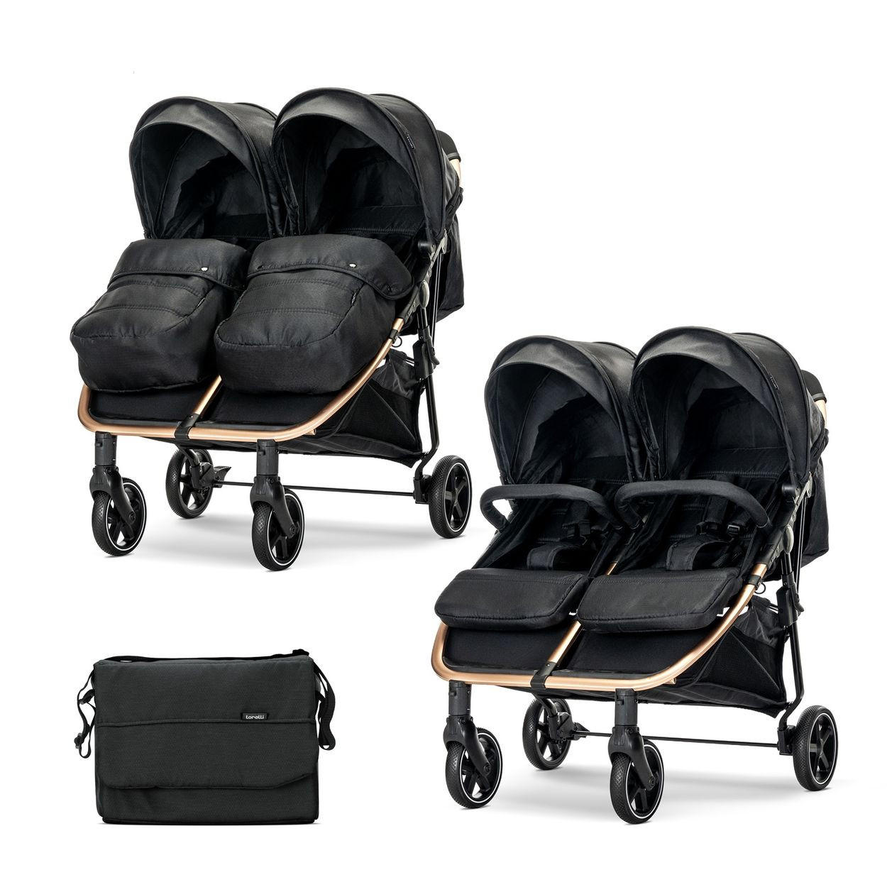 DUO klappbar verstellbar Fußabdeckung Wickeltasche - Schwarz, Metall (76/88/105cm) - Lorelli