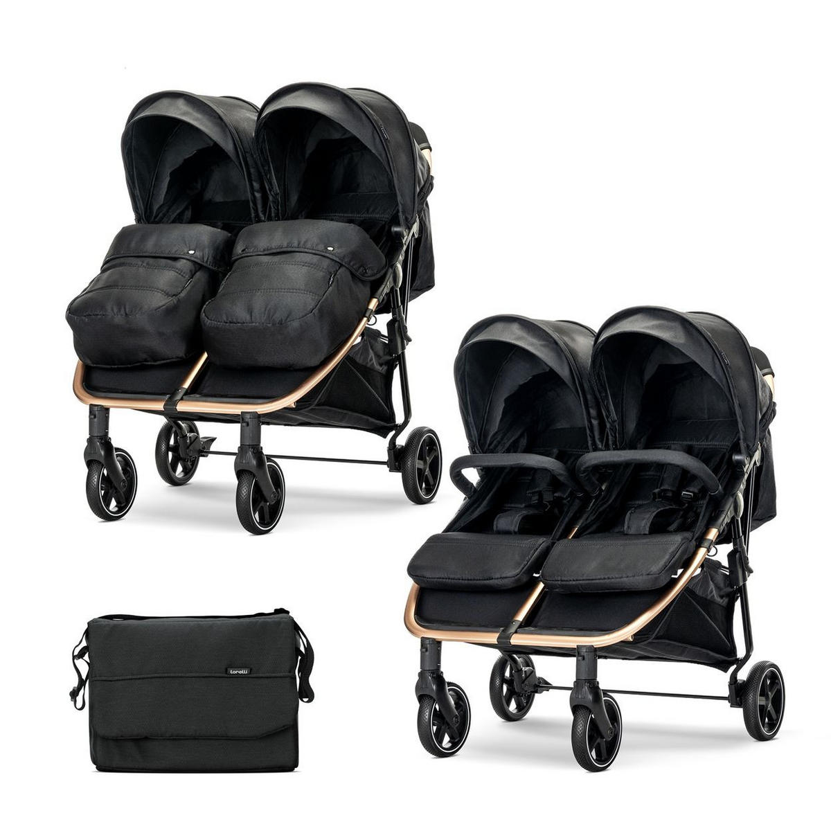 DUO klappbar verstellbar Fußabdeckung Wickeltasche - Schwarz, Metall (76/88/105cm) - Lorelli