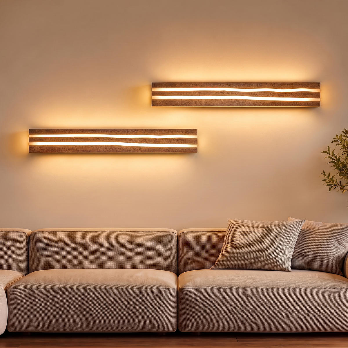 LED WANDLEUCHTE Zovlon 100/10/6.5 cm - Braun, Holz/Metall (10/6.5/100cm) - ZMH