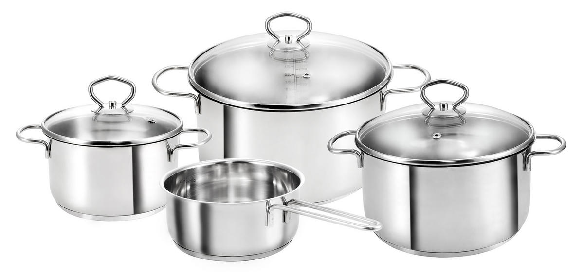 TOPFSET Merkur, Edelstahl, Induktion, 4-teilig - Edelstahlfarben, Metall - KOPF