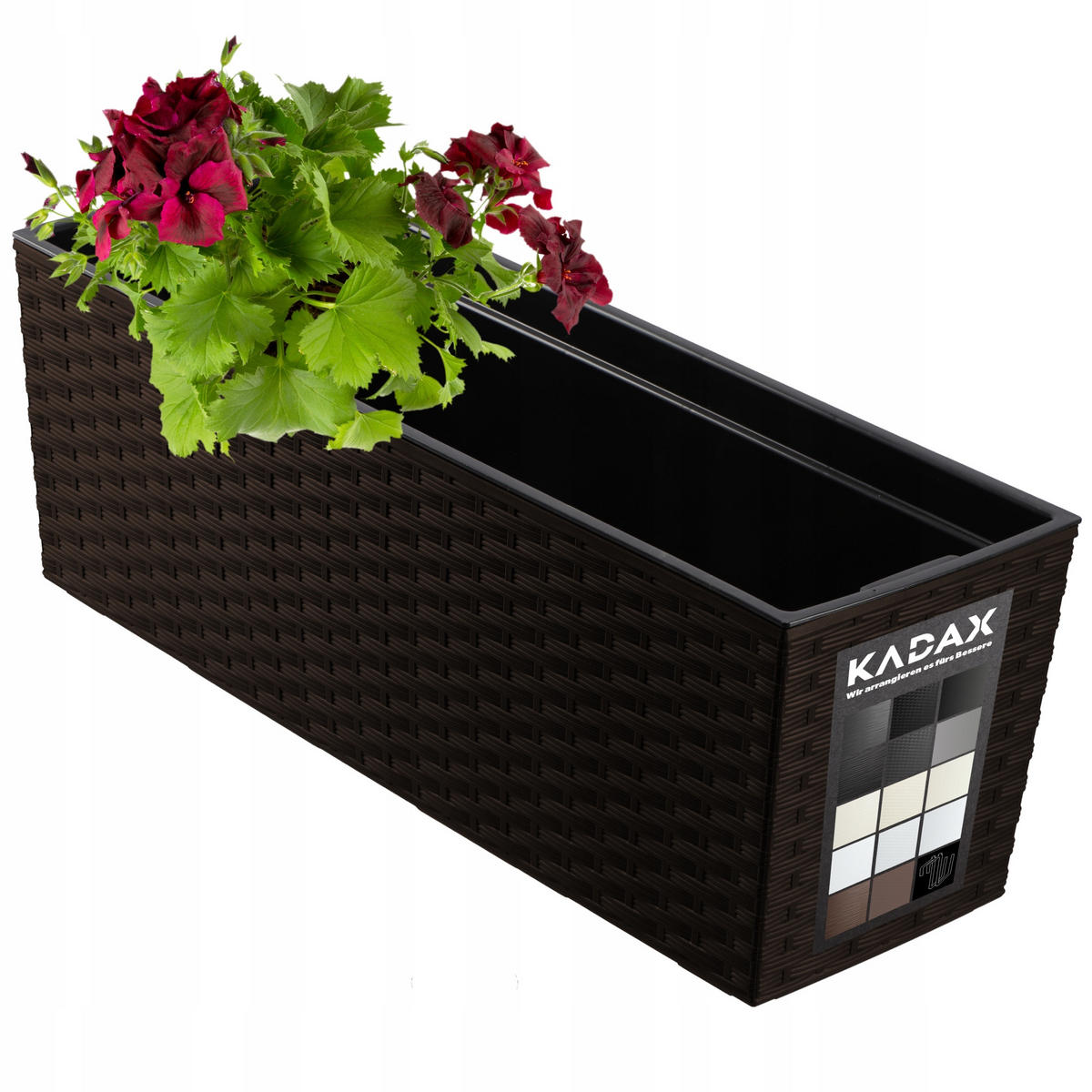 BLUMENKASTEN mit Einsatz 56 cm, Mokka - Mokka, Kunststoff - KADAX