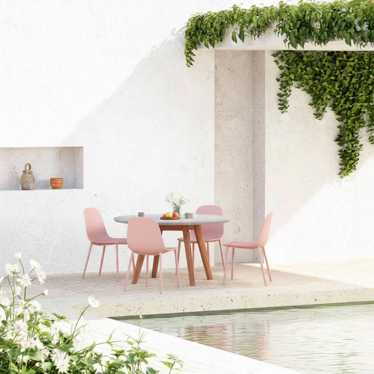 STUHL FÜR DRAUSSEN Nina Rosa 45 cm x 80 cm - Pink, Kunststoff (45/80/53cm)